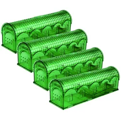 RatzFatz® 4er-Set Premium Mausefalle Lebend Lebendfalle Wiederverwendbare Außen und Innen, Innovativer Mechanismus, MBG-02