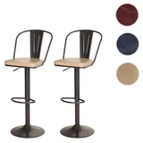 Mendler 2er-Set Barhocker HWC-H10a, Tresenhocker Barstuhl, höhenverstellbar drehbar Industrial Kunstleder Metall ~ vintage beige