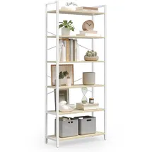 VASAGLE Bücherregal 30 x 64 x 185,5 cm naturbeige-mattweiß