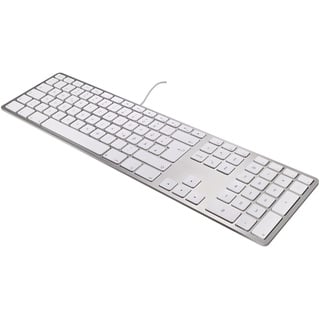 Matias Aluminium Erweiterte USB-Tastatur Swiss-Layout (CH) für Mac OS, Silber mit weißen Tasten