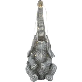 GLOBO Solarleuchte Elefant Gartendeko Tierfigur Solarlampe Außenleuchte grau Elefant, LED warmweiß, LxBxH 13,5x13x32,5 cm, 2er Set