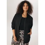 aniston plus Blouson ANISTON PLUS, Damen, Gr. 52, schwarz, Crêpe, Obermaterial: 100% Polyester. Futter: 100% Polyester, unifarben, figurumspielend hüftlang, Rippbündchen kontrastfarben, Jacken Blouson, In Crepe-Qualität