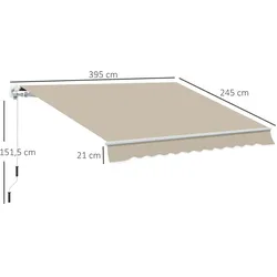 Outsunny - Gelenkarmmarkise - 395Lx245Wx350Hcm - Weiß+Beige