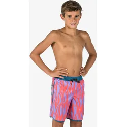 Boardshorts Jungen - 500 Zebra rot/violett ROT 131-140cm 8-9J