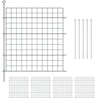 Relaxdays Teichzaun, 5 Zaunelemente, HxB: je 78 x 75 cm, Garten, gerader Begrenzungszaun, zum Stecken, Metall, grün