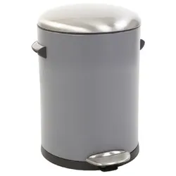 PROREGAL Retro Treteimer mit markanten Griffen und Kugelkappe | 3 Liter, HxØ 26,2x16,7cm | Kunststoff-Inneneimer | Grau