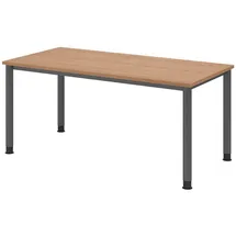 Hammerbacher HS16 höhenverstellbarer Schreibtisch nussbaum rechteckig, 4-Fuß-Gestell grau 160,0 x 80,0 cm