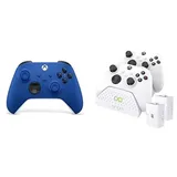 Xbox Wireless Controller Shock Blue+Venom Twin-Ladestation mit 2 x wiederaufladbaren Akkupacks – Weiß Series X & S One