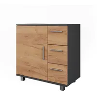 Vicco Waschbeckenunterschrank Ilias, Anthrazit/Goldkraft Eiche, 60.2 x 60.8 cm