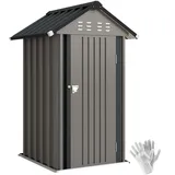 Metall Gerätehaus 1,17 M2, Geräteschuppen Mit Satteldach Lüftung Schloss Handschuhen, 122 X 121 X 192 Cm