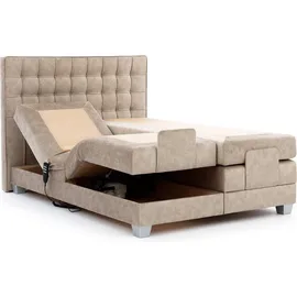 Fun Möbel Boxspringbett Elektrisch Schlafzimmerbett MAXIMA 120x200cm in Stoff Beige