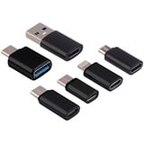 Callstel USB Stecker: 6-teiliges USB-Adapter-Set, OTG-USB, Lightning, 60 Watt PD (USB-C auf USB-A 3.0 OTG-Adapter, Micro-USB-Stecker, Apple iPhone Ladekabel)