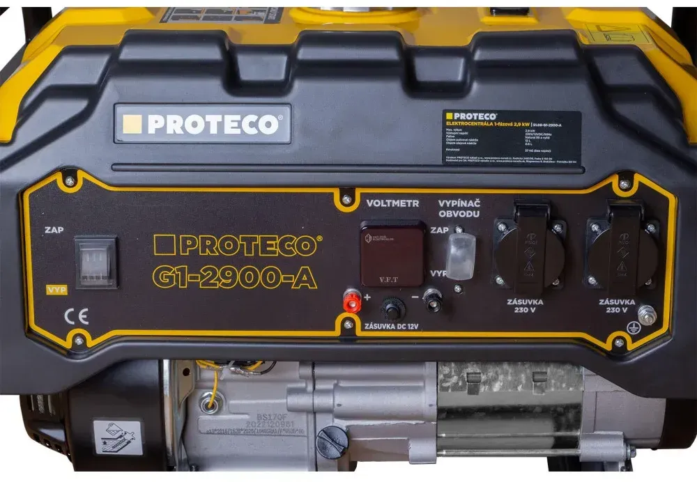 Proteco Benzin-Stromerzeuger 1-phasig, 2900W (AC 2x230V, DC 1x12V)