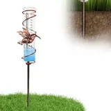 SKIKHN Regenmesser für Garten, Outdoor Regenmesser Glas Regenwassermesser, Regenmesser mit Erdspieß Metall, Metall Vogel Wassermengenmesser für Rasen, Terrasse, Feldern, Innenhöfen