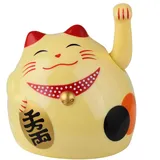 Superfreak Glückskatze - Maneki-Neko - rundliche Winkekatze 8 cm - beige