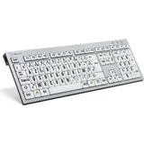LogicKeyboard LargePrint Black on White PC Slim Alu Silber/Weiß/Schwarz