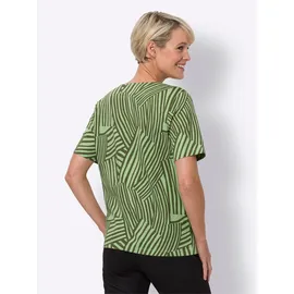 Classic Basics Rundhalsshirt CLASSIC BASICS "Kurzarm-Shirt", Damen, Gr. 40, grün (oliv, reseda, bedruckt), 100% Baumwolle, gemustert, mehrfarbig, Rundhals, Shirts Rundhalsshirt