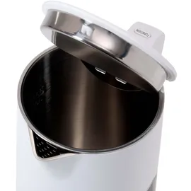 Klamer Edelstahl Wasserkocher mit Temperatureinstellung 40-100°C, Warmhaltefunktion, mattweißes Kaltgehäuse, doppelwandiger 1,5L Teekocher mit 1800W,... elektrischer Wasserkocher weiß