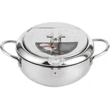 Tempura-Fritteuse, Mini-Japanische Tempura-Fritteuse aus japanischem Edelstahl, mit Deckelthermometer, Haushalts-Tempura, kompatibel mit Gasherd,