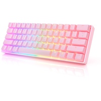 GK61 Mechanische Gaming-Tastatur – 61 Tasten RGB beleuchtete LED-Hintergrundbeleuchtung, PC/Mac Gamer (Gateron Optical Blue, Prism Pink)