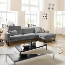 KAWOLA Sofa RICARDA Ecksofa Cord grau Recamiere rechts