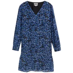 TOM TAILOR Damen Plus Size - Kleid mit Volants, blau, Gemustert, Gr. 54