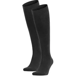 FALKE Herren Socken 2er Pack - Family, Kniestrümpfe, einfarbig Anthrazit 39-42