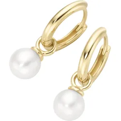 Paar Creolen LUIGI MERANO "Süßwasserperlen als Behang, Gold 585", gold, Ohrringe, Damen, Gelbgold 585