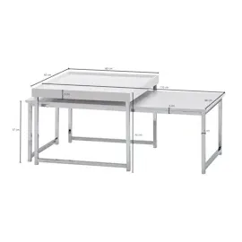 FineBuy Couchtisch FineBuy Sofatisch 2er Set Holz Metall Satztisch Tisch Modern Design