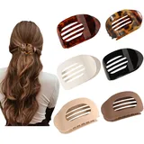 6PCS flache Haarspangen für Frauen, französisches Design flache Haarkrallen, sicherer Halt innere Zähne Haarkrallen Clips, starker Halt kein Rutschen Haar Spangen für liegend