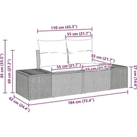 vidaXL mit Kissen Schwarz Poly Rattan