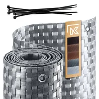 Kadax Balkonverkleidung 90 x 400 cm Hellgrau Rattan