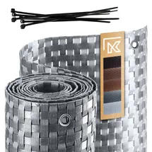 Kadax Balkonverkleidung 90 x 400 cm Hellgrau Rattan