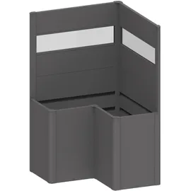 Biohort Belvedere Sichtschutz L-Form 2 Stk. mit Acrylglas 100 x 102 x 91 cm dunkelgrau