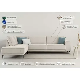 otto home Ecksofa OTTO HOME "OLAND L-Form, B: 289 cm, Skandi-Design", beige, B:289cm H:85cm T:210cm, 100% Polyester, Sofas, Ecksofa, Struktur, Flachgewebe, Luxus-Microfaser, Boucle