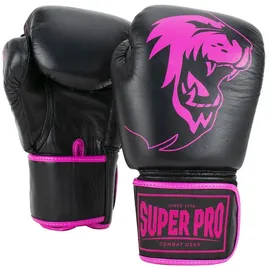 Super Pro Boxhandschuhe Boxhandschuhe Warrior, Für Thaiboxen, Kickboxen, Boxen, K1 schwarz