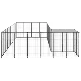 vidaXL Hundezwinger Schwarz 13,31 m2 Stahl