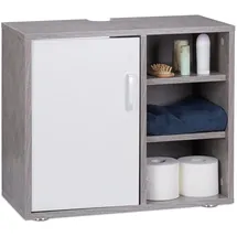 Relaxdays Waschbeckenunterschrank 3 Ablagen 60 x 51 x 32 cm Grau