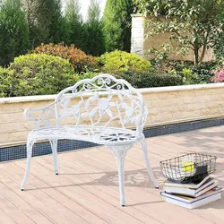 Gartenbank Monfalcone Gusseisen im Antik-Design Weiß