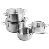 KitchenAid Stainless Steel 7-teiliges Kochgeschirr-Set, 3-lagige Antihaftbeschichtung, induktionsgeeignet, backofenfest, spülmaschinenfest, silber