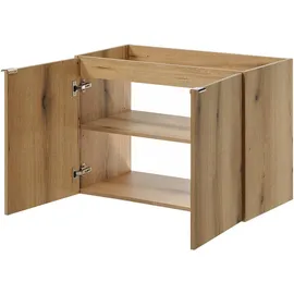 [en.casa] Waschbeckenunterschrank Skelbolu 80 x 60 x 40 cm Eicheoptik/Schwarz