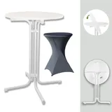 Baumarktplus Set Stehtisch klappbar Ø 80 cm & Husse Tischdecke bügelfrei für Gastrotisch Partytisch Bistrotisch