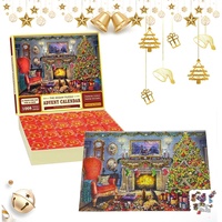 Zankie Weihnachtspuzzle-Adventskalender | Countdown-Kalender aus Karton, Adventspuzzle 24 Tage | Lustiges, insgesamt 1008 Teile, Kalender-Puzzle für Kinder