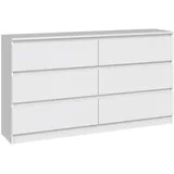 Selsey Kommode mit sechs Schubladen, Weiß, 138 cm - Sideboards, Kommoden