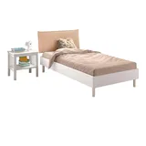 58 aufm Kessel JUGENDZIMMER SET 90x200 Keeley Buche Weiß Holz Nachtkonsole Komfort