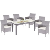 MCW Poly-Rattan-Garnitur Hamar, Gartenmöbel Balkon-Set Sitzgarnitur ~ grau, Kissen creme