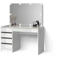 Livinity® Schminktisch Imola, Weiß/Gold, 120 cm mit LED Beleuchtung