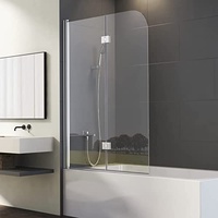 Duschwand für Badewanne 120x140cm Silber 2-teilig Faltbar Duschtrennwand, Doppel Falttür Badewannenwand Duschabtrennung, Badewannenaufsatz Trennwand mit 6mm Nano EGS Glas, Badewannenfaltwand Faltwand