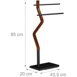 Relaxdays Handtuchhalter stehend, Braun,Schwarz