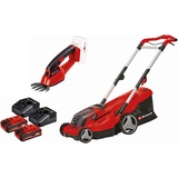 Einhell Akku-Rasenmäher GE-CM 36/37 Li + Akku-Grasschere GE-CG 18/1 Li Power X-Change (Li-Ion, 2x 18 V, 37 cm Schnitthöhe, inkl. 2x 3 Ah Akku und 2x Ladegerät)